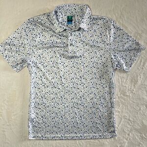 Belk Pro Tour White Golf Patterned Polo Shirt Size Medium